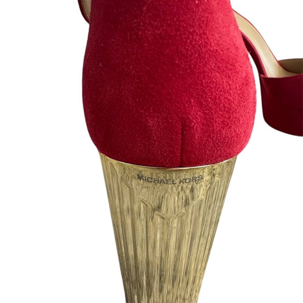 Michael Kors Red Leather Porter Platform Heels 👠 8.5 - Picture 3 of 6